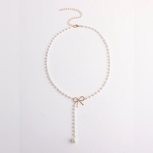 Commense Pearl Bow Knot Pendant Necklace